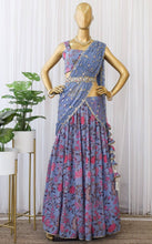 Blue floral readymade Lehenga