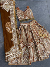 Mom and daughter sets - Copper silk wedding Lehenga