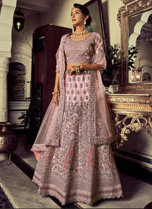 Oreya collection - pink soft net peacock Lehenga