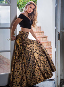 Black banarasi zari weaving lehenga (skirt stitched)