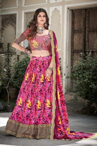 Deep purple crushed chinnon Lehenga