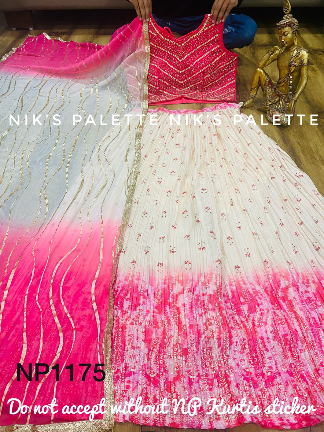 Niks collection - pink and white silk Lehenga