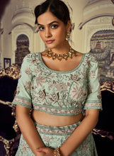 Oreya collection - Pista green bronze sequinned Lehenga