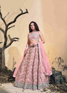 Lush baby pink net floral blossom Lehenga