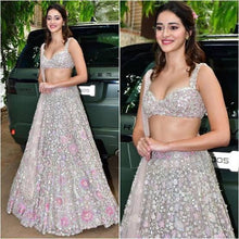 White floral and silver embroidery Lehenga inspired by Ananya Panday