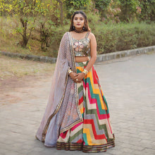 Colourful bandhani zig zag Readymade Lehenga