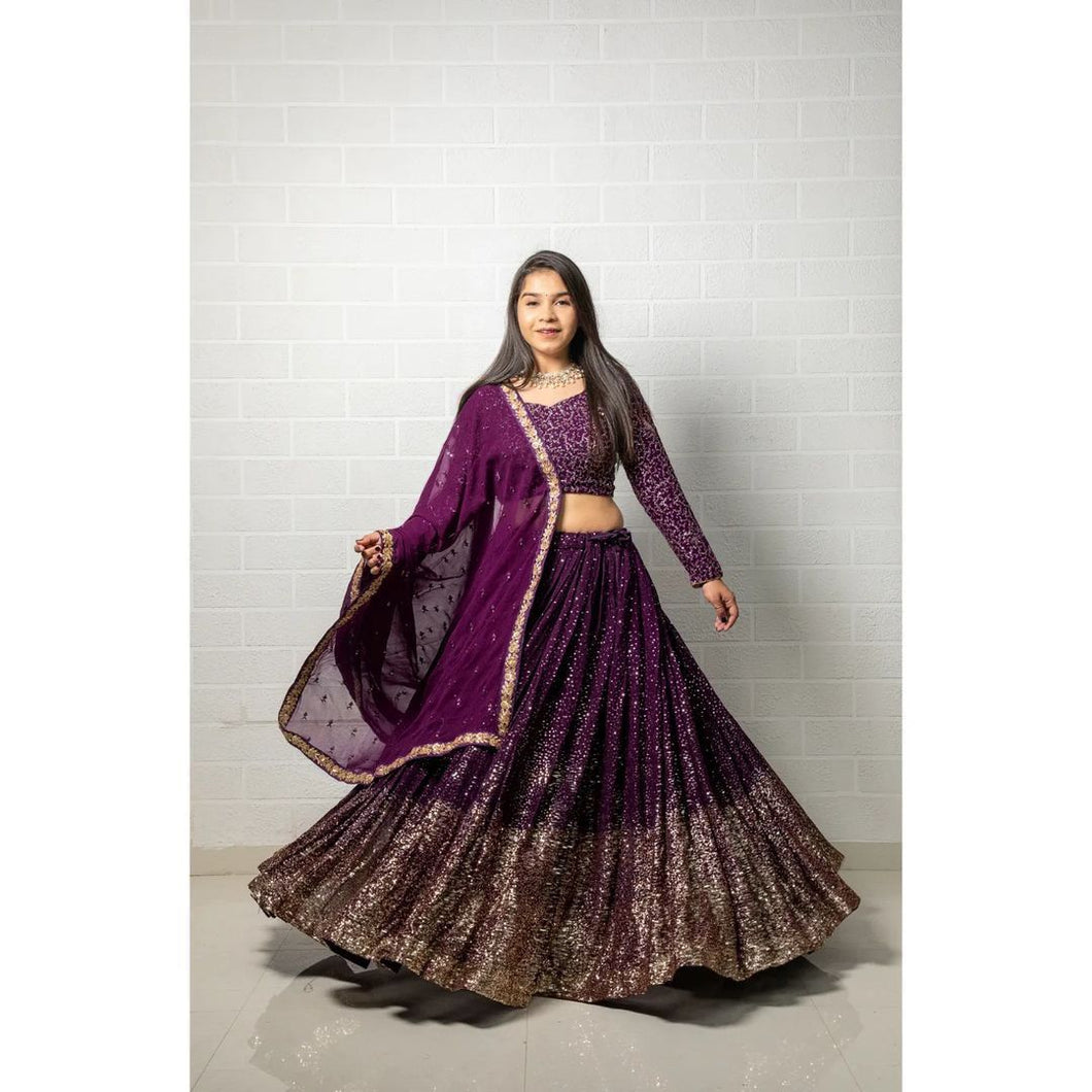 Partywear ombré effect magenta Lehenga