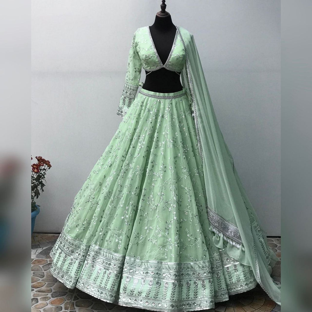Serena - mint green sequinnned Lehenga