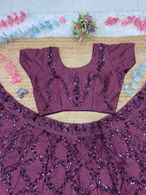 Plum silk sequins Lehenga