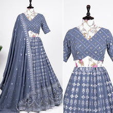Lucknowi grey sequins and mirror work Lehenga