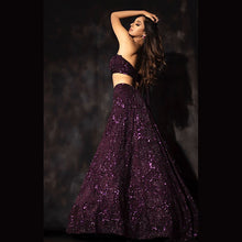 Plum silk sequins Lehenga