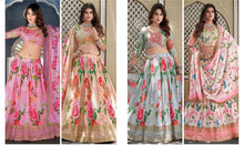 Bridesmaids - peach Chinnon digital print Lehenga