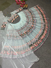 Yankita Kapoor inspired clear ocean blue thread work Lehenga