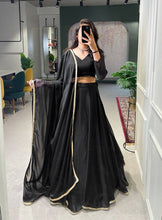 Rangoli silk plain Lehenga in black