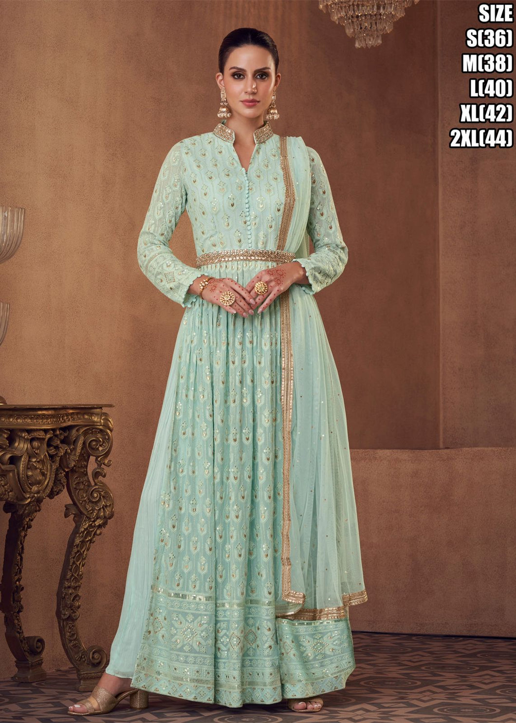 Janisha - readymade nayra cut powder blue anarkali