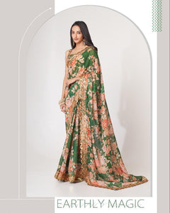 Florini collection - a shade of green floral saree