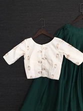 Bottle green and off white cotton readymade