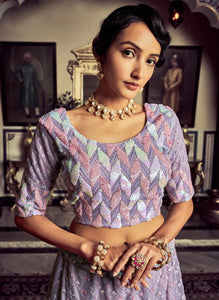 Oreya collection - Lavender rainbow sequins Lehenga