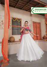 Plain and bandhani style Lehengas in white