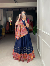 Readymade pure cotton navy blue printed Lehenga