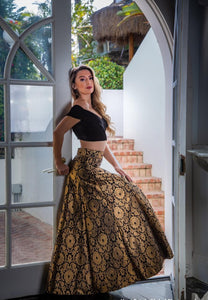 Black banarasi zari weaving lehenga (skirt stitched)