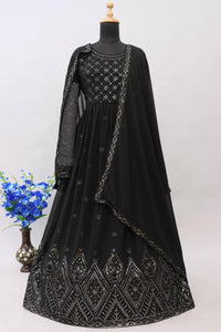 Black anarkali - sequins and thread work (plus size)