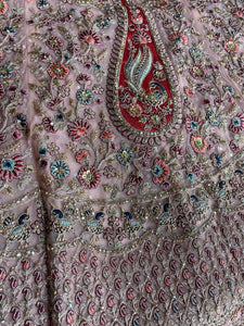 Oreya collection - pink soft net peacock Lehenga