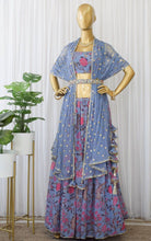 Blue floral readymade Lehenga