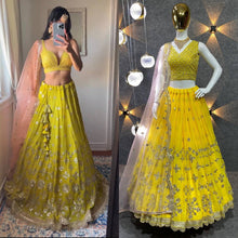 Stunning yellow sequins embroidered Lehenga