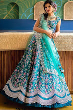 Aqua blue embroidered Lehenga