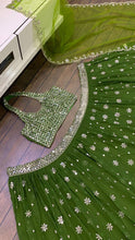 Leaf green and silver sequins Lehenga