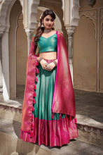 Teal Traditional silk Lehenga in its simplest form