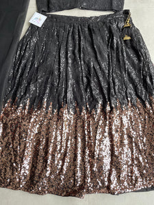 The stunner in Georgette - Black and gold sequins Lehenga (plus size)