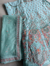 Oreya collection - pastel turquoise with peach Lehenga