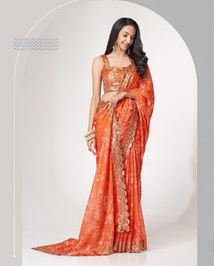 Florini collection - orange floral saree