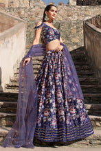 Purple digital floral Lehenga