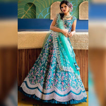 Aqua blue embroidered Lehenga
