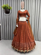 Chocolate Lehenga with long sleeves possible