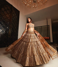 Mom and daughter sets - Copper silk wedding Lehenga