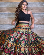 Indo western: Black sweetheart banarasi Lehenga (Waist 40 inches)