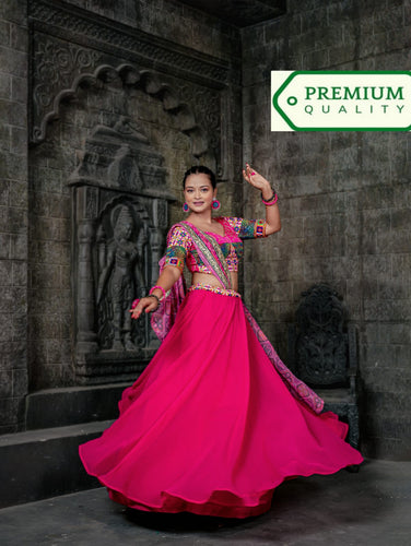 Plain and bandhani style Lehengas in pink
