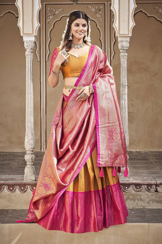 Mustard Traditional silk Lehenga in its simplest form