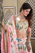 Ivory Chinnon digital print Lehenga