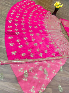 Mom and daughter sets - attractive rani pink silk Lehenga