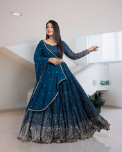 Partywear ombré effect blue Lehenga