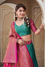 Teal Traditional silk Lehenga in its simplest form