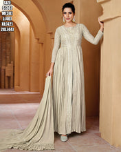 Crushed georgette lucknowi style trouser suit in sea green