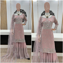 Dusty pink silver work palazzo - Readymade