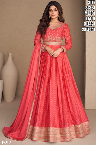 Fusion in fashion suits! Chinon silk anarkalis