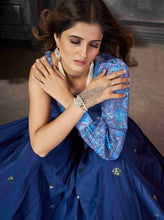 Royal blue readymade art silk Indo western Lehenga